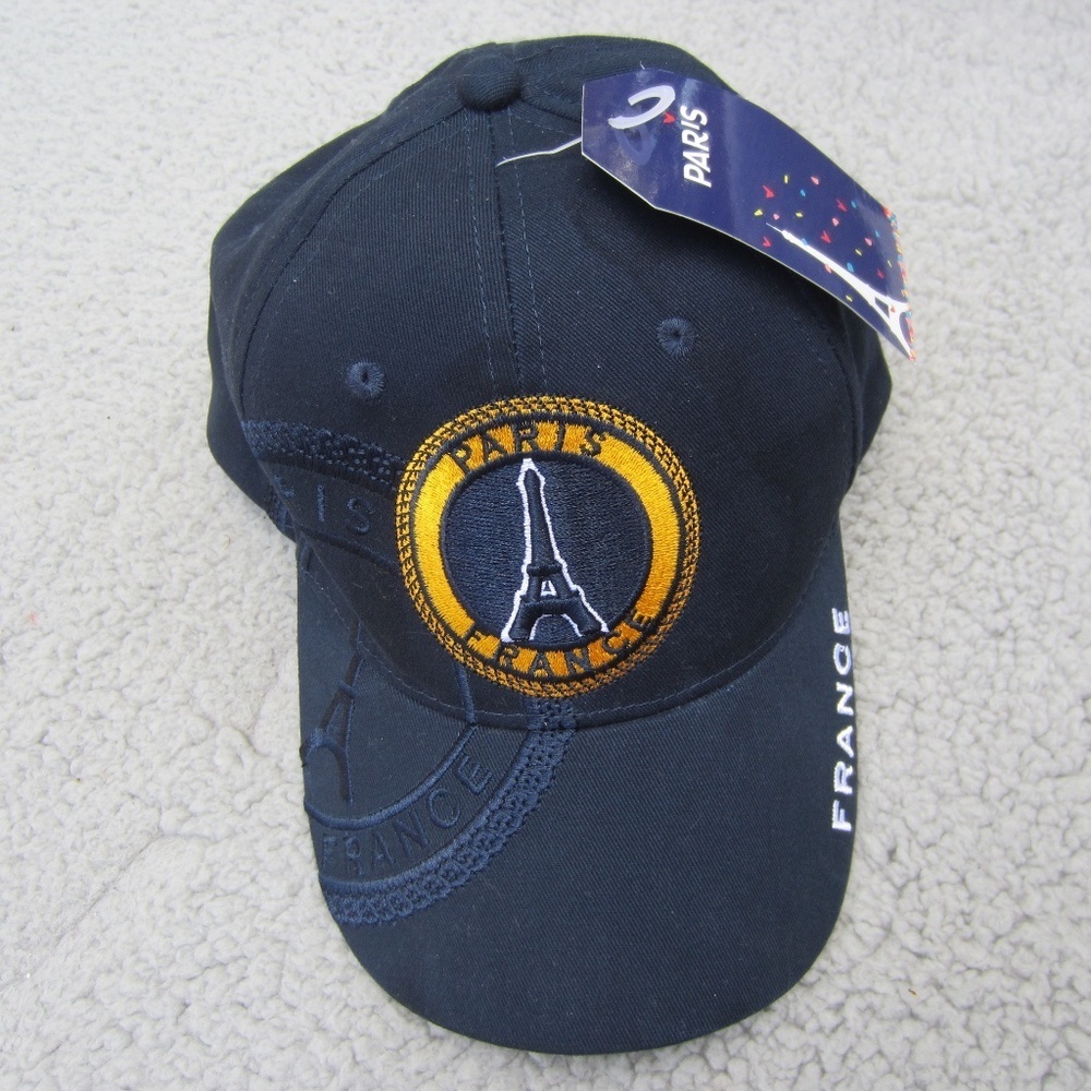 Paris France Hat‎  Embroidered City Of Lights Eiffle Tower Adjustable Back NWT